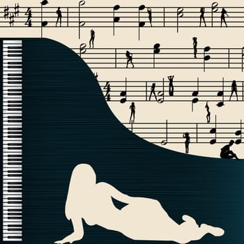 Music, greeting  with grand piano