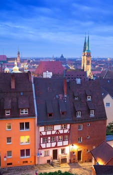 Nuremberg skyline at the blue hour