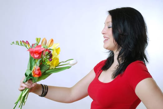 Young woman with flowers