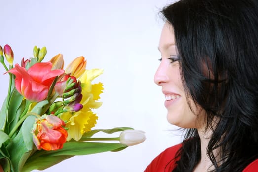 Young woman with flowers