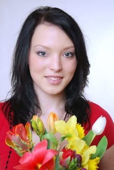 Young woman with flowers