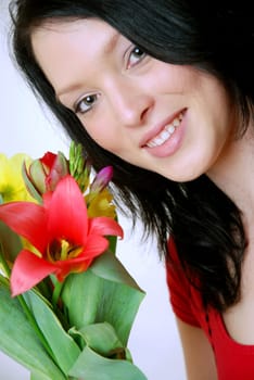 Young woman with flowers
