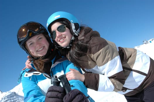 Girlfriends on a skiing holiday