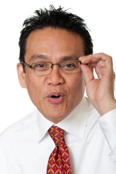 Elegant man testing glasses
