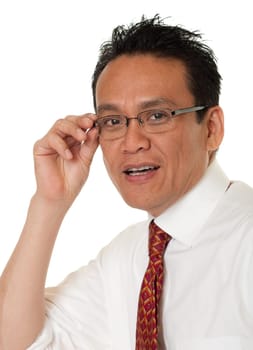 Elegant man testing glasses