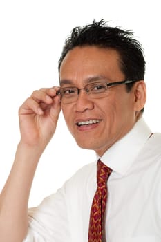 Elegant man testing glasses