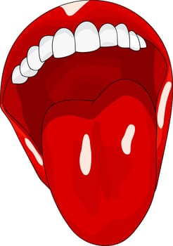 Women open mouth with tongue lolling