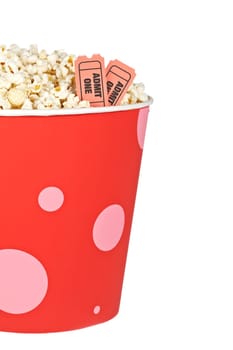 Detail of tickets and popcorn
