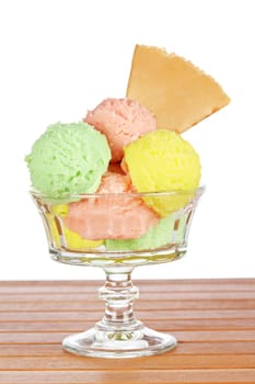 Multi flavor ice cream glass