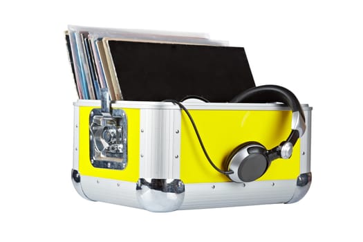 Disc Jockey box and headphones