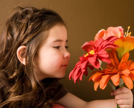 Little girl with flowers