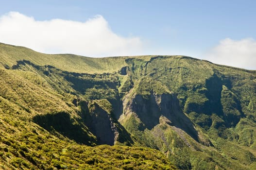 Steep cliffs of volcano in Faial, Azores