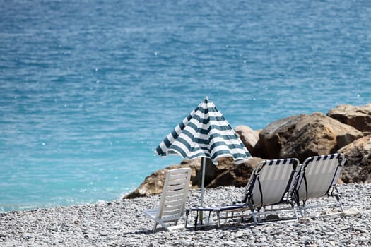 Sun loungers on Nice beach