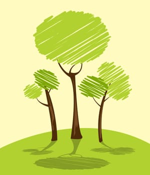 green trees