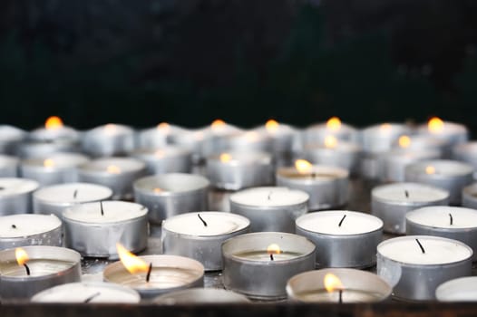 Prayer candles in church - close up