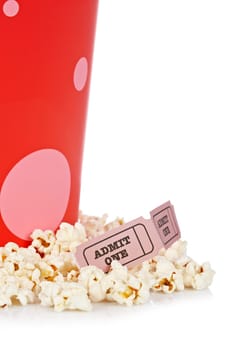 Two tickets and popcorn bucket