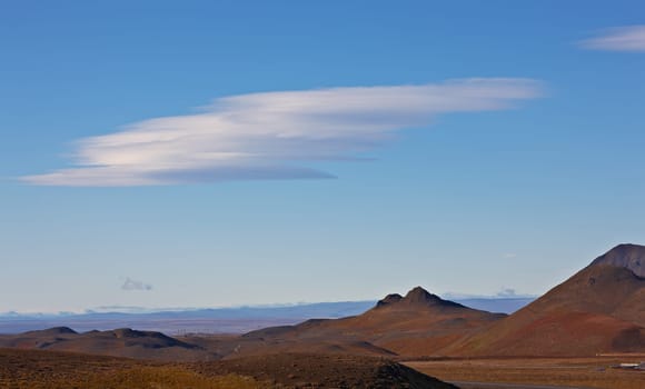 Cloudy sky over Krafla geothermal area, Northern Iceland