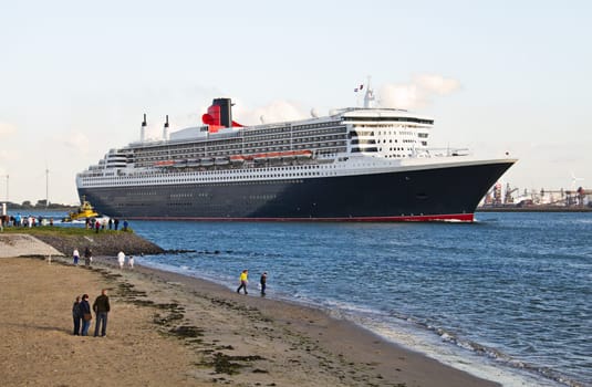 Cruise ship leaving Port of Rotterdam