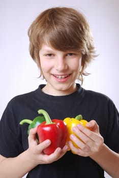 Boy with bell pepper