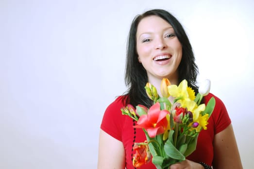 Young woman with flowers