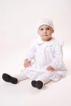 Girl in christening gown
