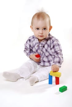 Girl in building blocks