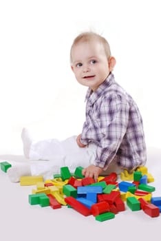 Girl in building blocks