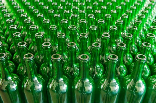 Green glass wine bottles