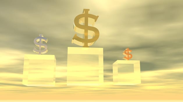 Podium of dollars