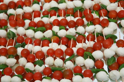 Tomato-mozzarella-basil skewers