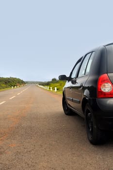 Car parked on road , Plateau of Parque natural de Madeira, Madeira island, Port