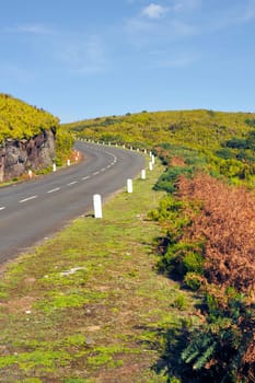 Road in Plateau of Parque natural de Madeira, Madeira island, Portugal