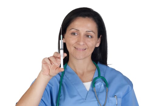 Attractive doctor woman with vaccine