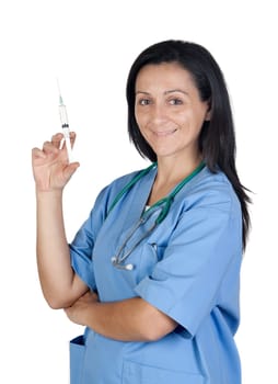 Attractive doctor woman with vaccine