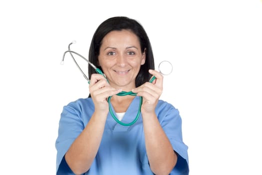 Attractive doctor woman with stethoscope