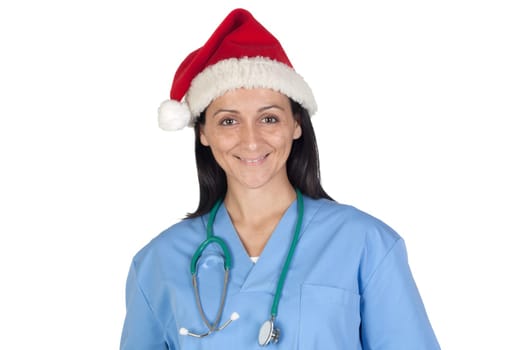 Attractive doctor woman in Christmas