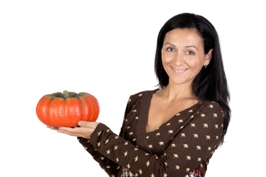 Attractive girl with a big pumpkin