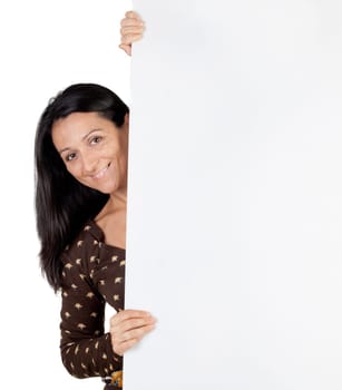 Attractive girl with blank poster