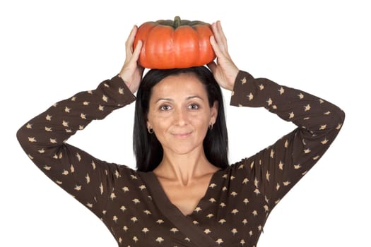 Attractive girl with a big pumpkin