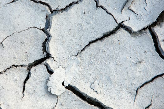 Cracks in the land of a river
