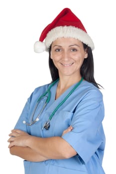 Attractive doctor woman in Christmas