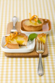 Orange tart sliced