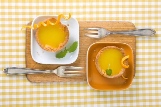Orange tarts with mint