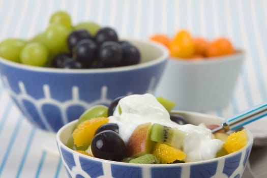 Fruits with yoghurt