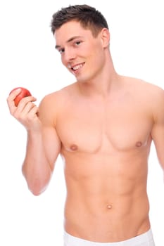 Young man with an apple