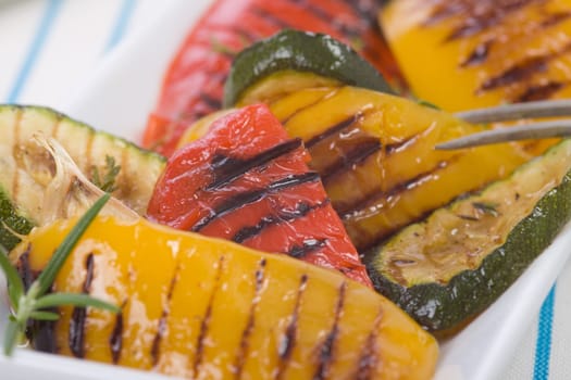 Grilled peppers close