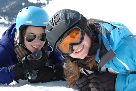Girlfriends on a skiing holiday