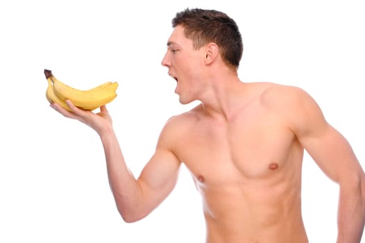 Young man with a banana