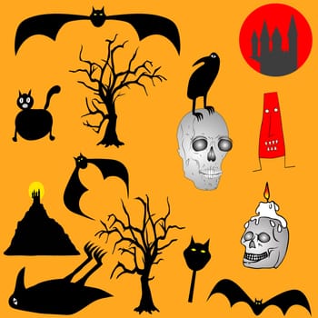 Halloween backgroud - various graphic elements