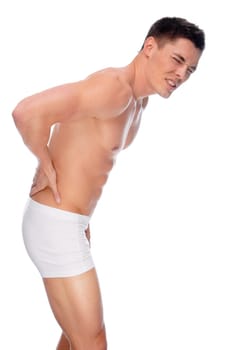 Young man with back pain